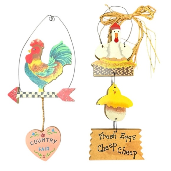 Wood Chicken Chick Egg Fresh Eggs Cheep Cheep & Rooster Country Fair Wall Decor